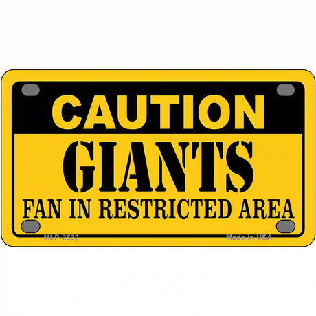 Caution Giants Metal Novelty License Plate 4" x 2.2" (MLP)