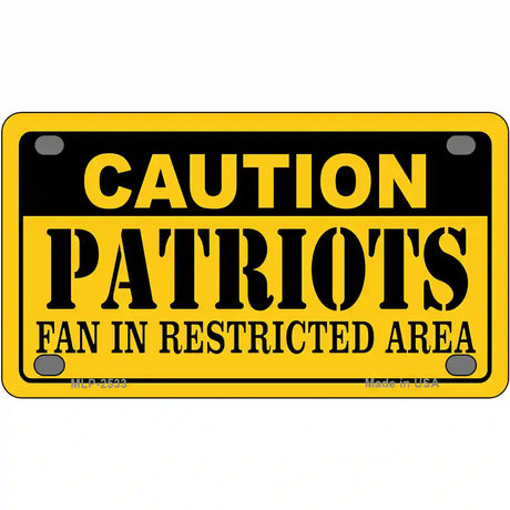 Caution Patriots Metal Novelty License Plate 4" x 2.2" (MLP)