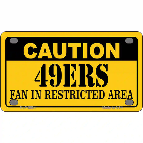 Caution 49ers Metal Novelty License Plate 4" x 2.2" (MLP)