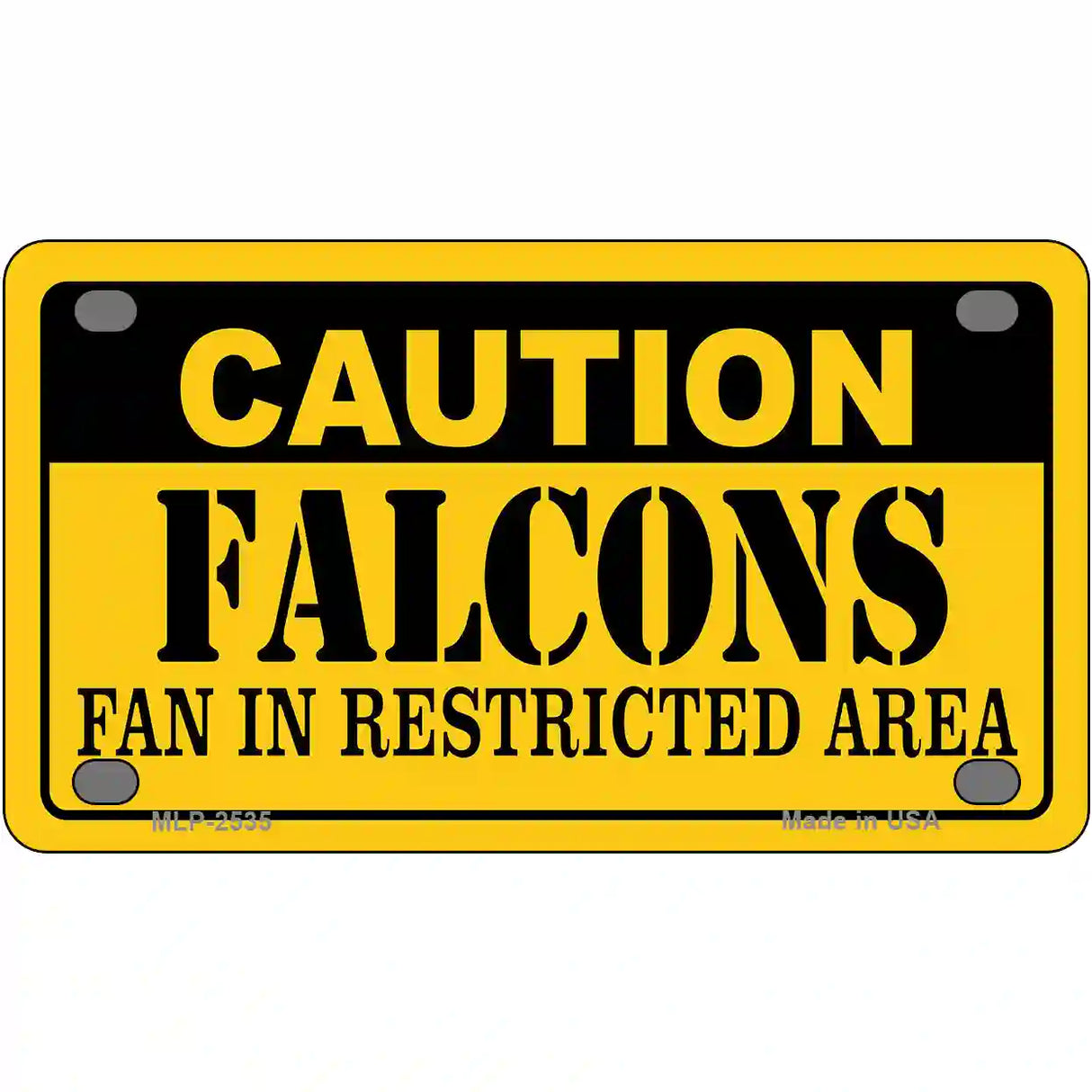 Caution Falcons Metal Novelty License Plate 4" x 2.2" (MLP)