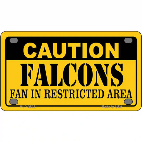 Caution Falcons Metal Novelty License Plate 4" x 2.2" (MLP)