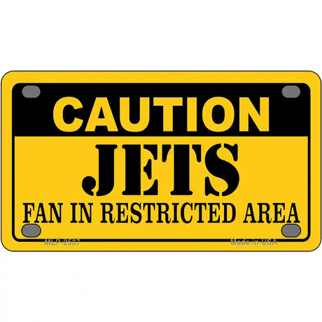 Caution Jets Metal Novelty License Plate 4" x 2.2" (MLP)