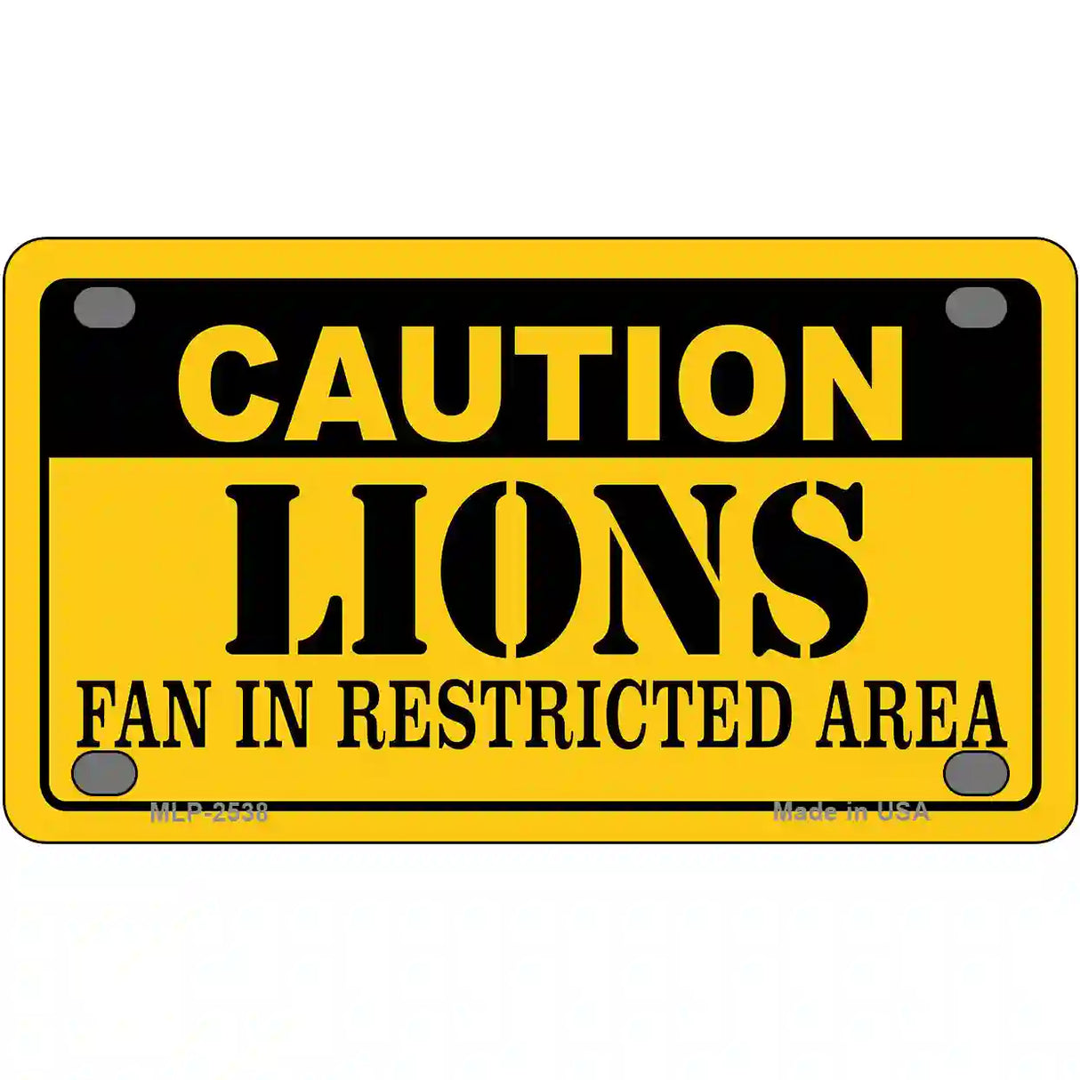 Caution Lions Metal Novelty License Plate 4" x 2.2" (MLP)