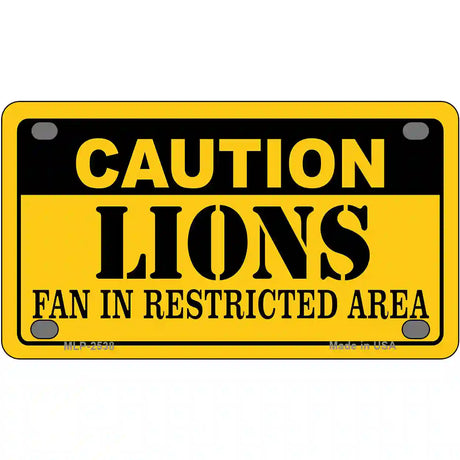 Caution Lions Metal Novelty License Plate 4" x 2.2" (MLP)