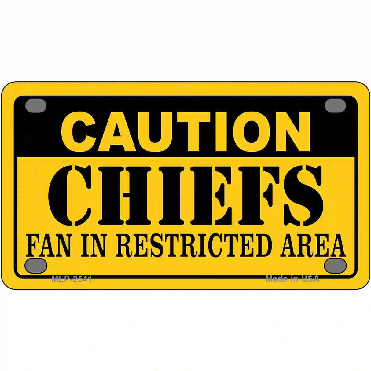 Caution Chiefs Metal Novelty License Plate 4" x 2.2" (MLP)