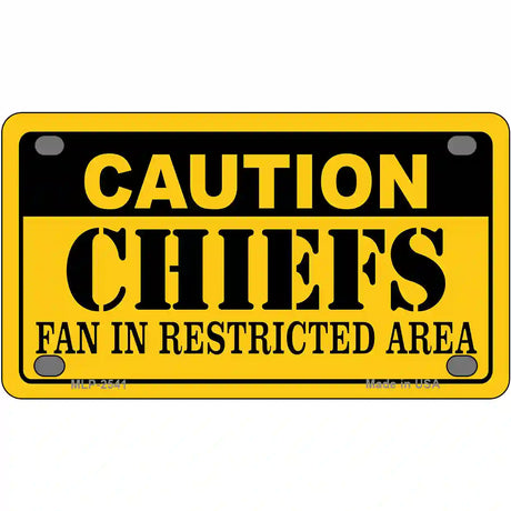 Caution Chiefs Metal Novelty License Plate 4" x 2.2" (MLP)