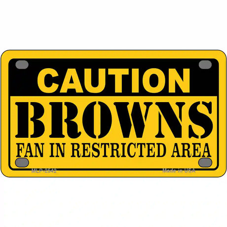 Caution Browns Metal Novelty License Plate 4" x 2.2" (MLP)