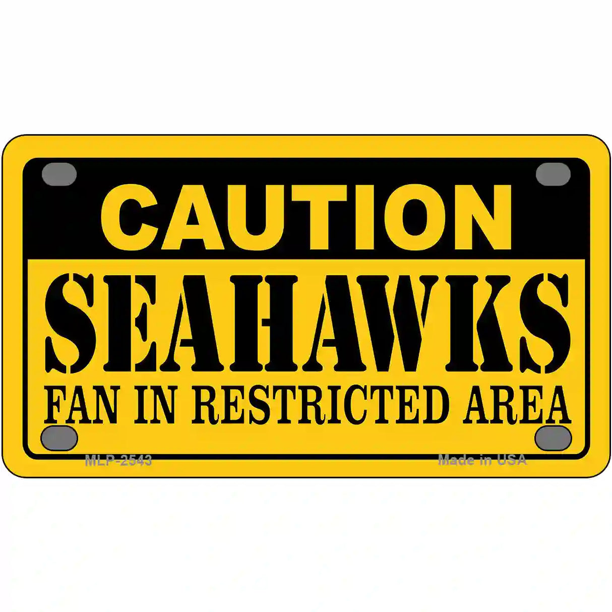 Caution Seahawks Metal Novelty License Plate 4" x 2.2" (MLP)