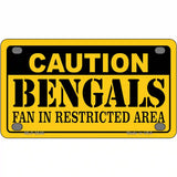 Caution Bengals Metal Novelty License Plate 4" x 2.2" (MLP)