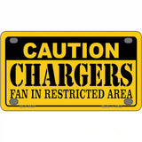 Caution Chargers Metal Novelty License Plate 4" x 2.2" (MLP)