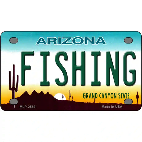 Fishing Arizona Metal Novelty License Plate 4" x 2.2" (MLP)