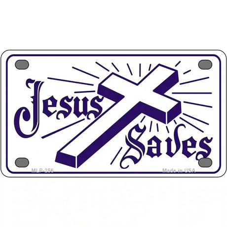 Jesus Saves Metal Novelty License Plate 4" x 2.2" (MLP)