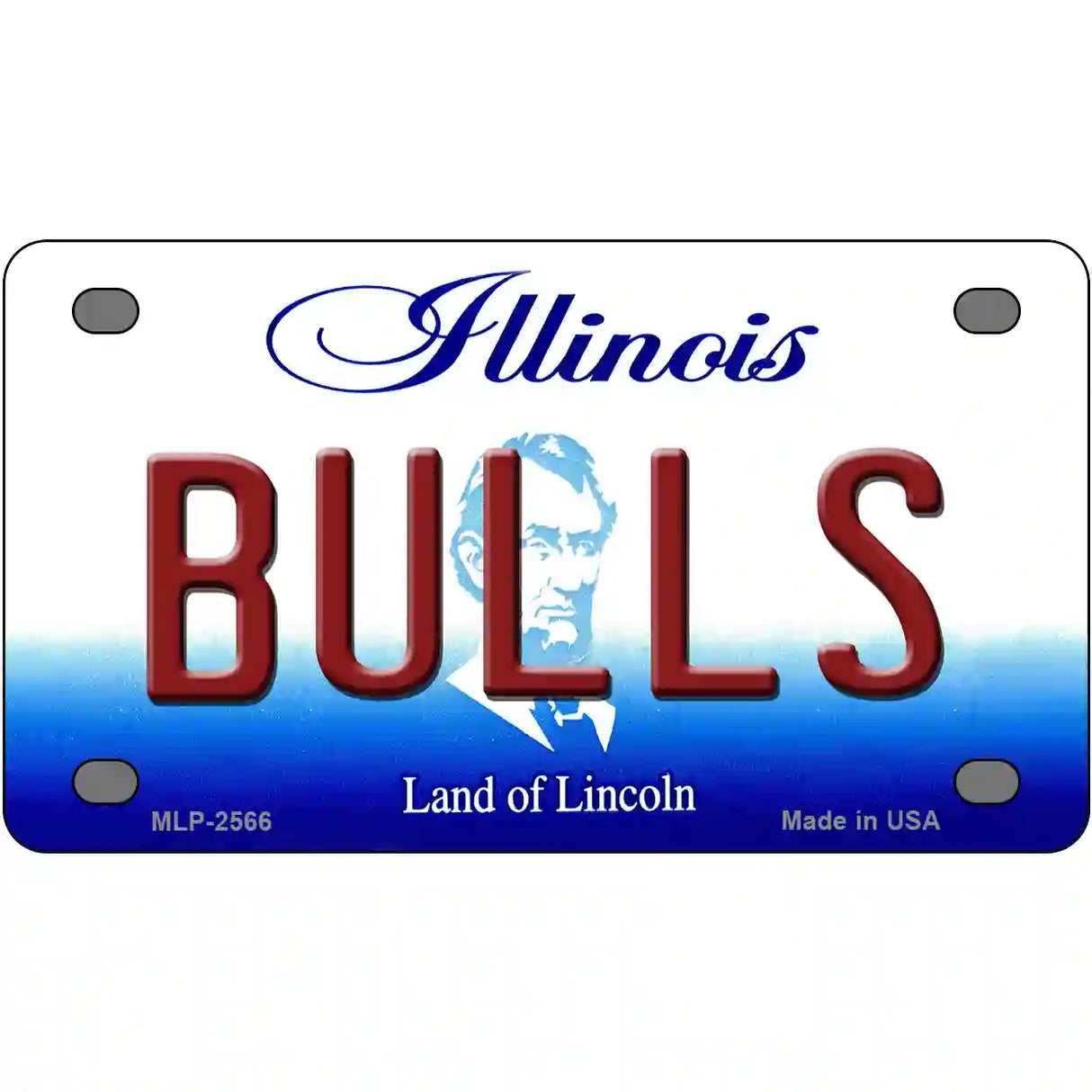 Bulls Illinois Novelty State Metal License Plate 4" x 2.2" (MLP)