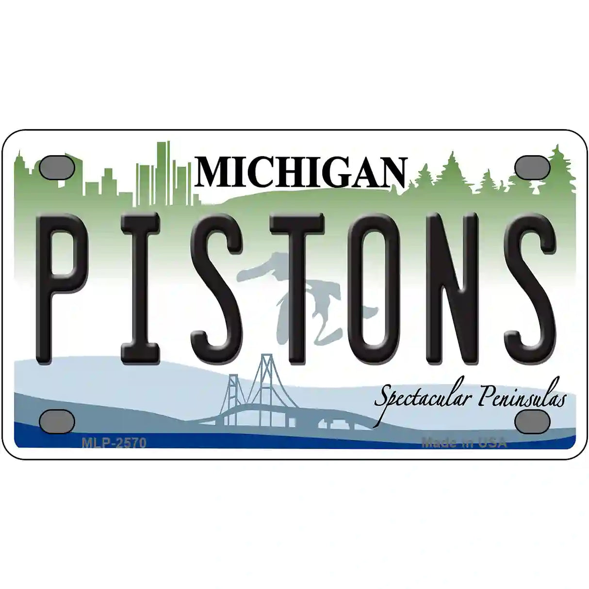 Pistons Michigan Novelty State Metal License Plate 4" x 2.2" (MLP)