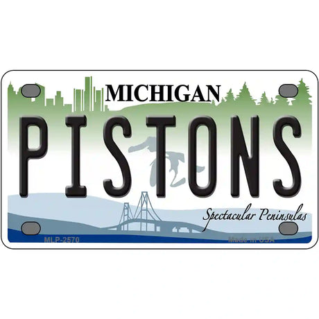 Pistons Michigan Novelty State Metal License Plate 4" x 2.2" (MLP)