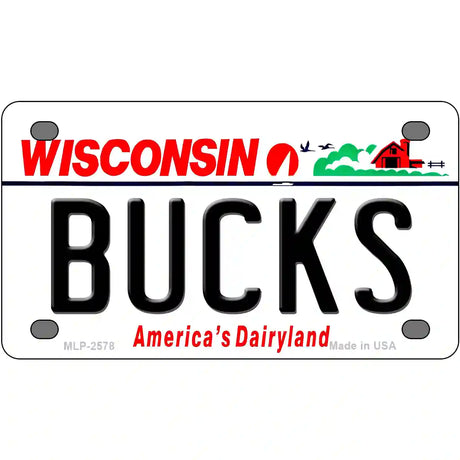 Bucks Wisconsin Novelty State Metal License Plate 4" x 2.2" (MLP)