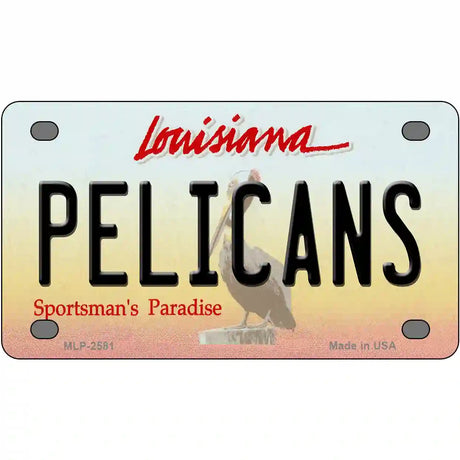 Pelicans Louisiana Novelty State Metal License Plate 4" x 2.2" (MLP)