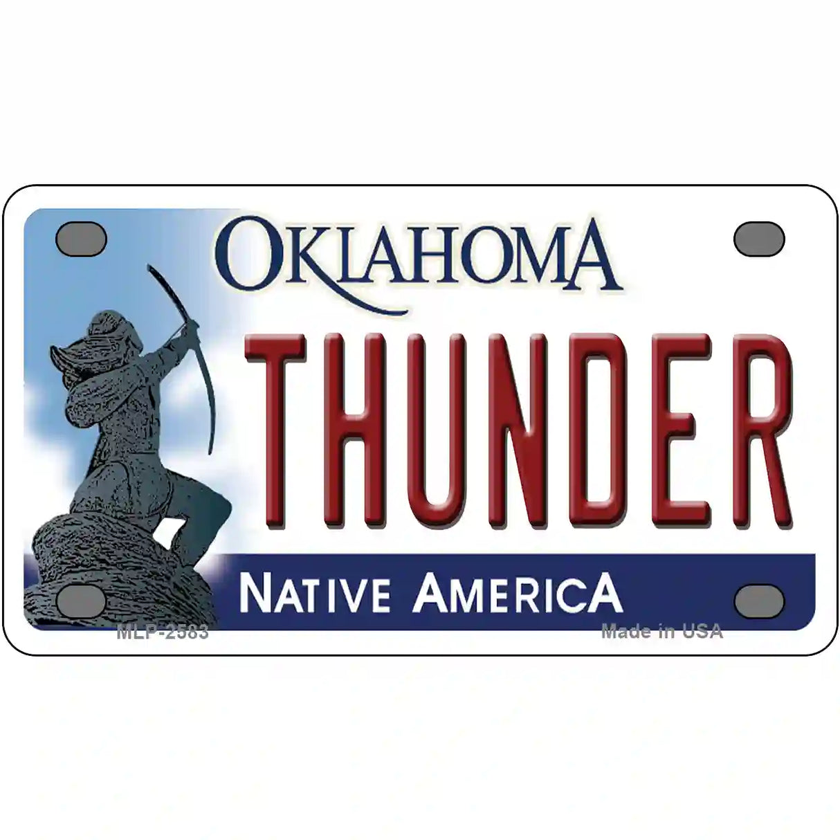 Thunder Oklahoma Novelty State Metal License Plate 4" x 2.2" (MLP)