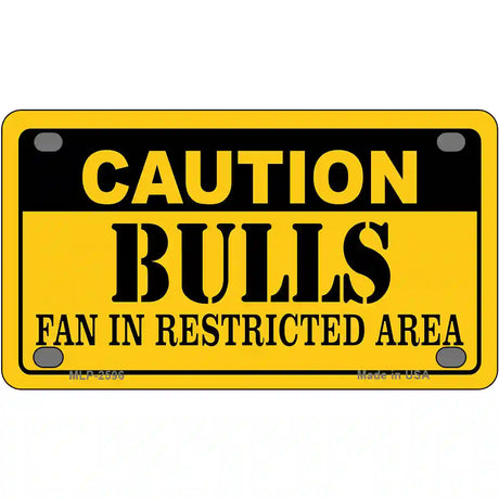 Caution Bulls Fan Metal Novelty License Plate 4" x 2.2" (MLP)