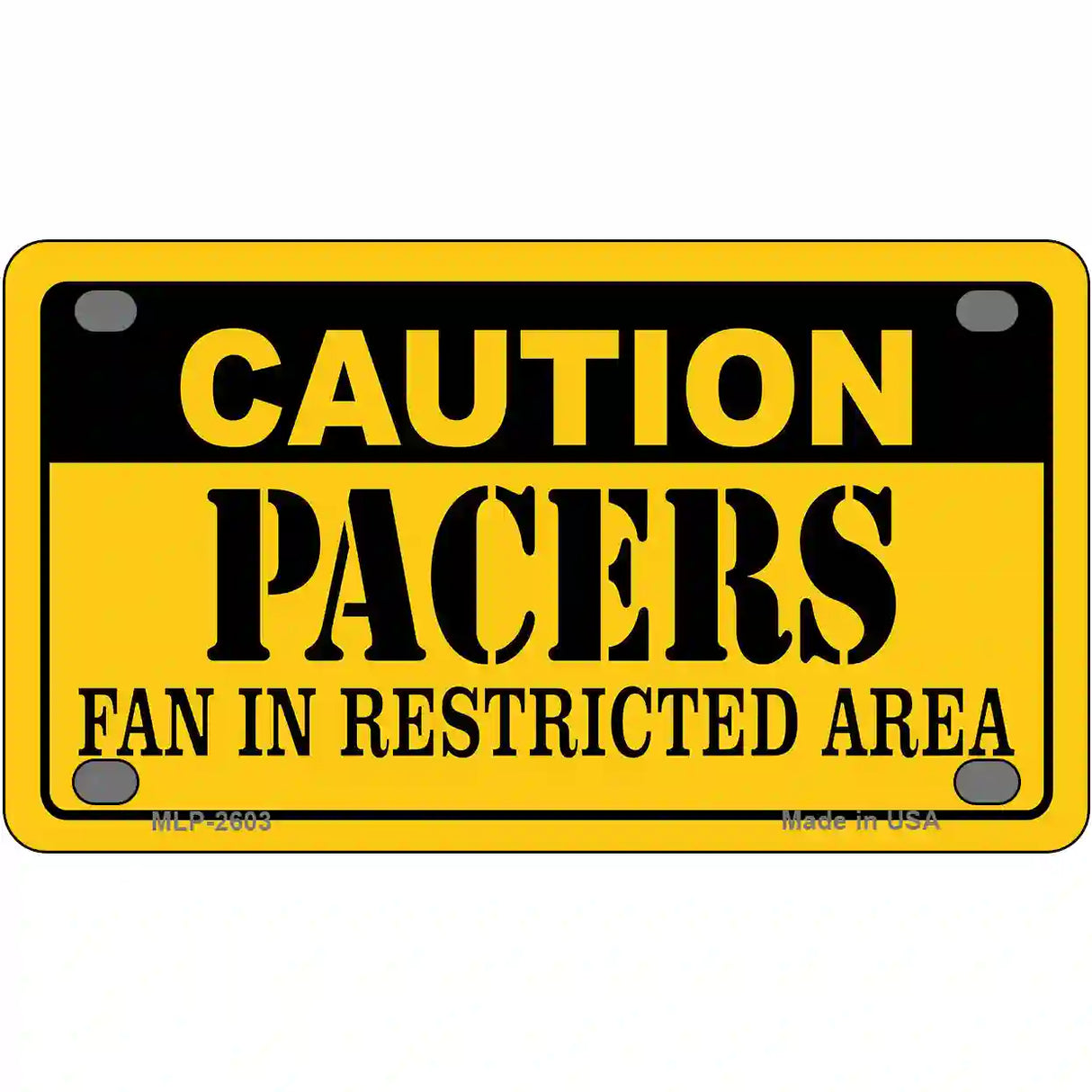 Caution Pacers Metal Novelty License Plate 4" x 2.2" (MLP)