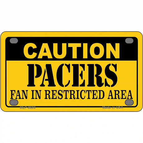 Caution Pacers Metal Novelty License Plate 4" x 2.2" (MLP)