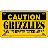 Caution Grizzlies Fan Metal Novelty License Plate 4" x 2.2" (MLP)