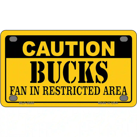 Caution Bucks Fan Metal Novelty License Plate 4" x 2.2" (MLP)