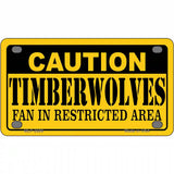 Caution Timberwolves Fan Metal Novelty License Plate 4" x 2.2" (MLP)