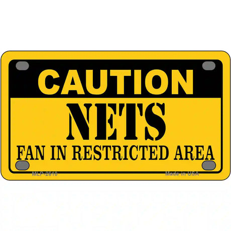 Caution Nets Fan Metal Novelty License Plate 4" x 2.2" (MLP)