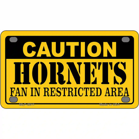 Caution Hornets Fan Metal Novelty License Plate 4" x 2.2" (MLP)