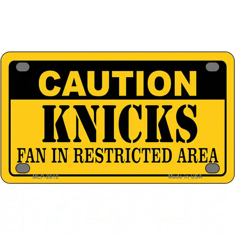 Caution Knicks Fan Metal Novelty License Plate 4" x 2.2" (MLP)