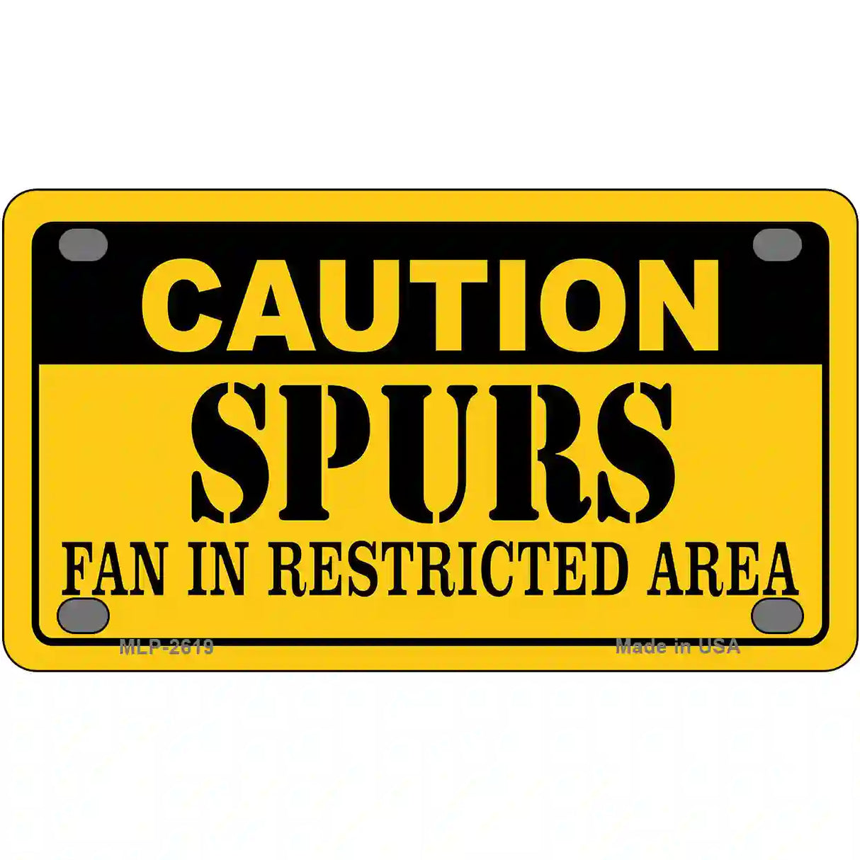 Caution Spurs Fan Metal Novelty License Plate 4" x 2.2" (MLP)