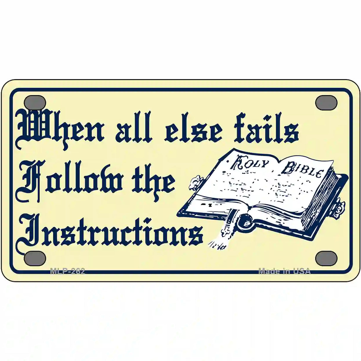 Follow Instructions Metal Novelty License Plate 4" x 2.2" (MLP)