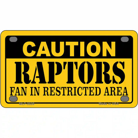 Caution Raptors Fan Metal Novelty License Plate 4" x 2.2" (MLP)