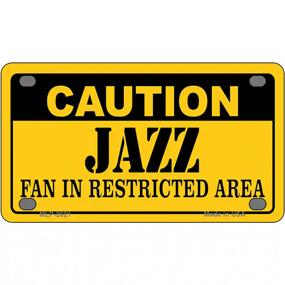 Caution Jazz Fan Metal Novelty License Plate 4" x 2.2" (MLP)