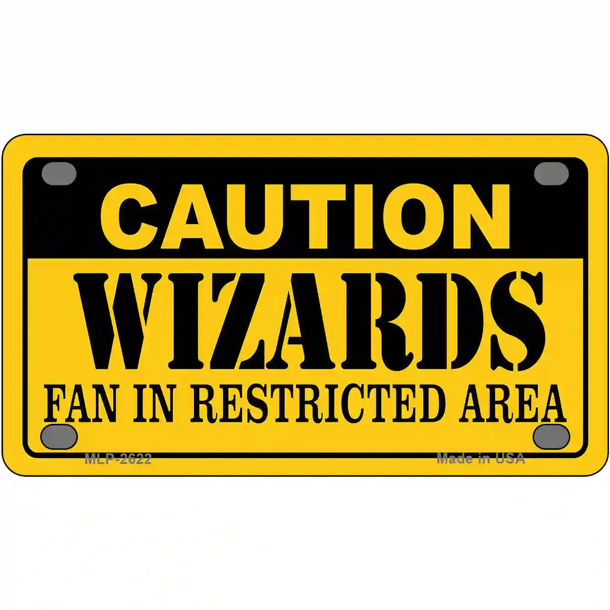 Caution Wizards Fan Metal Novelty License Plate 4" x 2.2" (MLP)