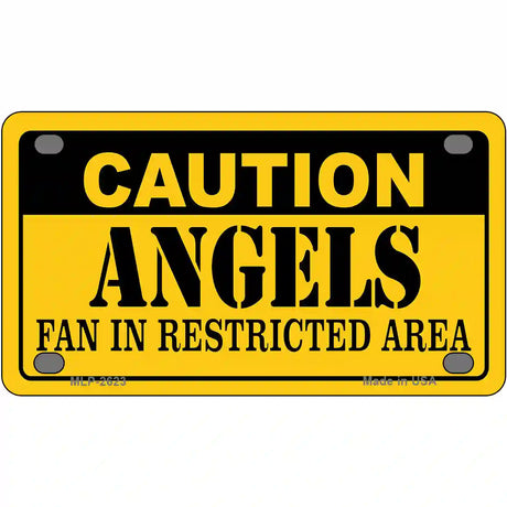 Caution Angels Fan Metal Novelty License Plate 4" x 2.2" (MLP)