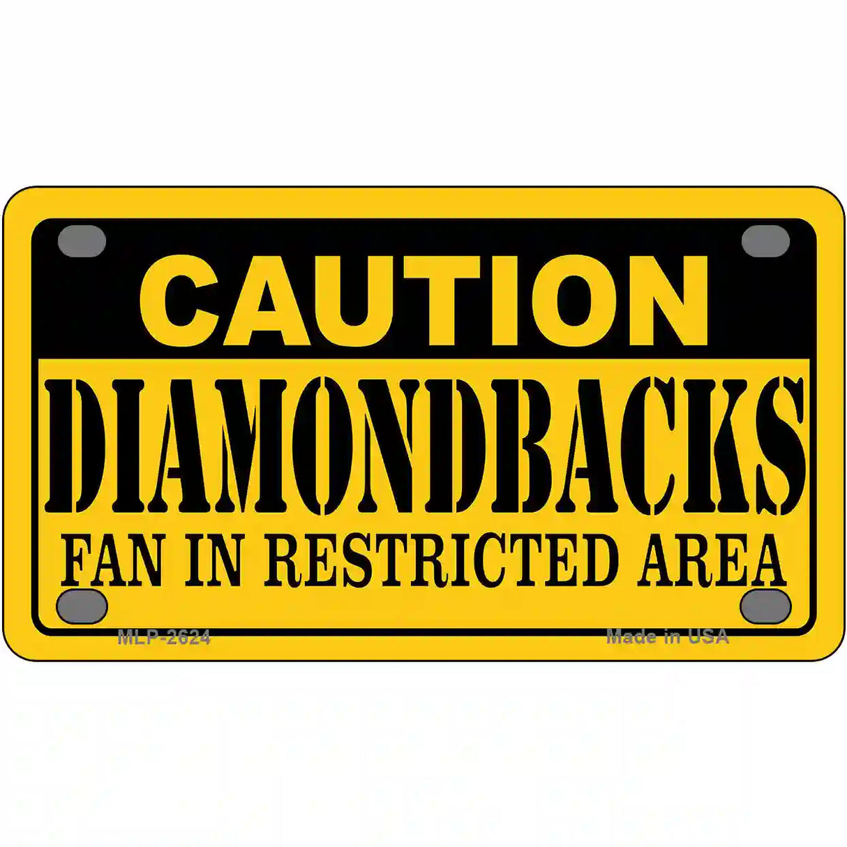 Caution Diamondbacks Fan Metal Novelty License Plate 4" x 2.2" (MLP)