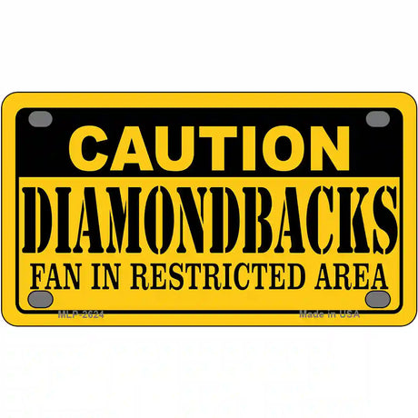 Caution Diamondbacks Fan Metal Novelty License Plate 4" x 2.2" (MLP)