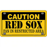 Caution Red Sox Fan Metal Novelty License Plate 4" x 2.2" (MLP)