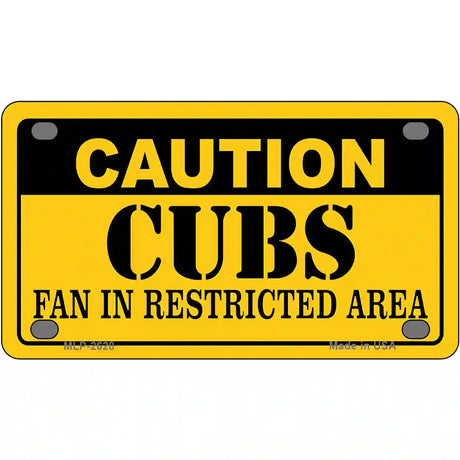 Caution Cubs Fan Metal Novelty License Plate 4" x 2.2" (MLP)