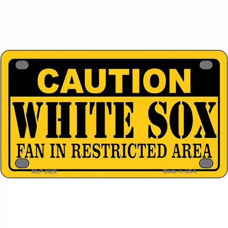 Caution White Sox Fan Metal Novelty License Plate 4" x 2.2" (MLP)