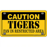 Caution Tigers Fan Metal Novelty License Plate 4" x 2.2" (MLP)