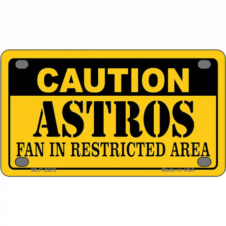 Caution Astros Fan Metal Novelty License Plate 4" x 2.2" (MLP)