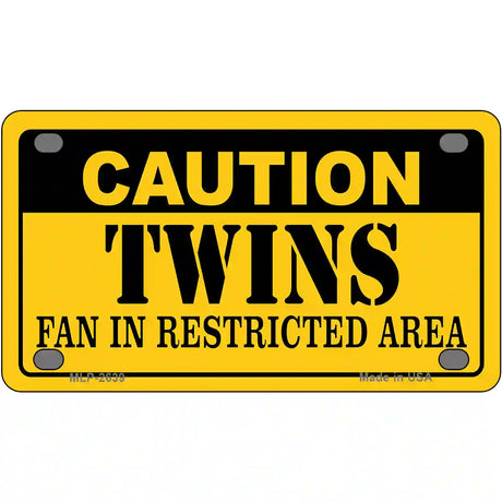 Caution Twins Fan Metal Novelty License Plate 4" x 2.2" (MLP)