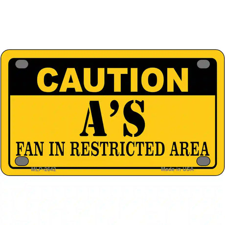 Caution As Fan Metal Novelty License Plate 4" x 2.2" (MLP)