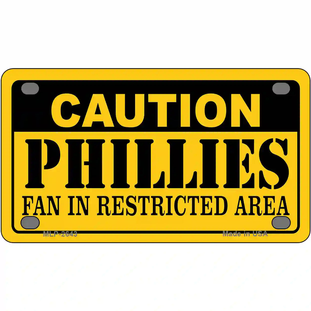 Caution Phillies Fan Metal Novelty License Plate 4" x 2.2" (MLP)