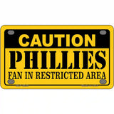 Caution Phillies Fan Metal Novelty License Plate 4" x 2.2" (MLP)