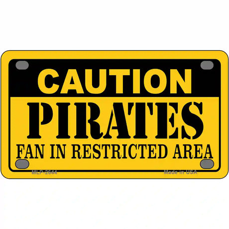 Caution Pirates Fan Metal Novelty License Plate 4" x 2.2" (MLP)