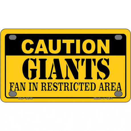 Caution Giants Fan Metal Novelty License Plate 4" x 2.2" (MLP)